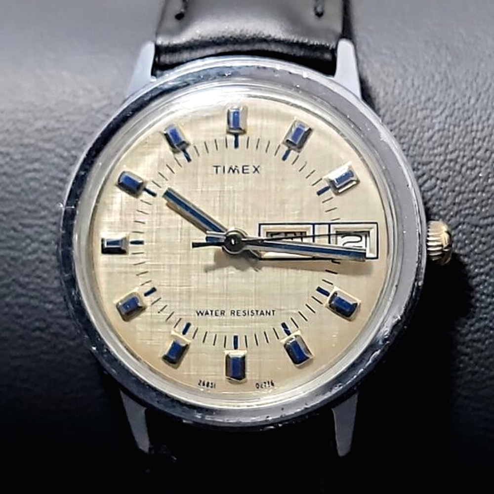 Vintage 1976 Timex Marlin Day-Date | Linen Dial | Manual Wind